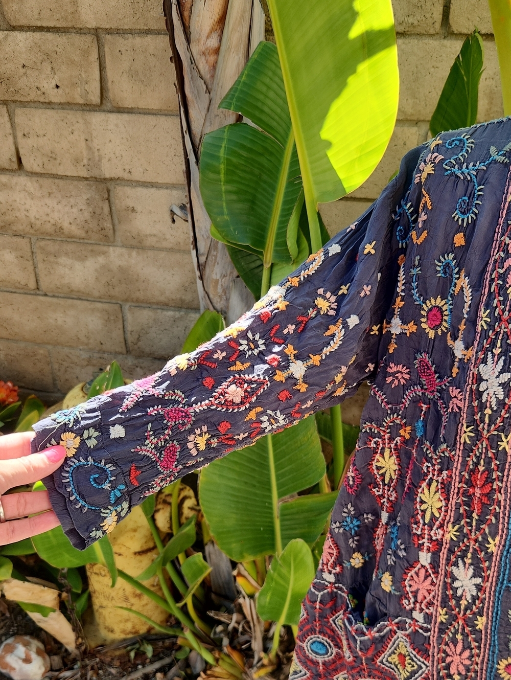 Johnny Was Embordiered Kimono Jacket Navy Blue Small - Picture 2 of 9